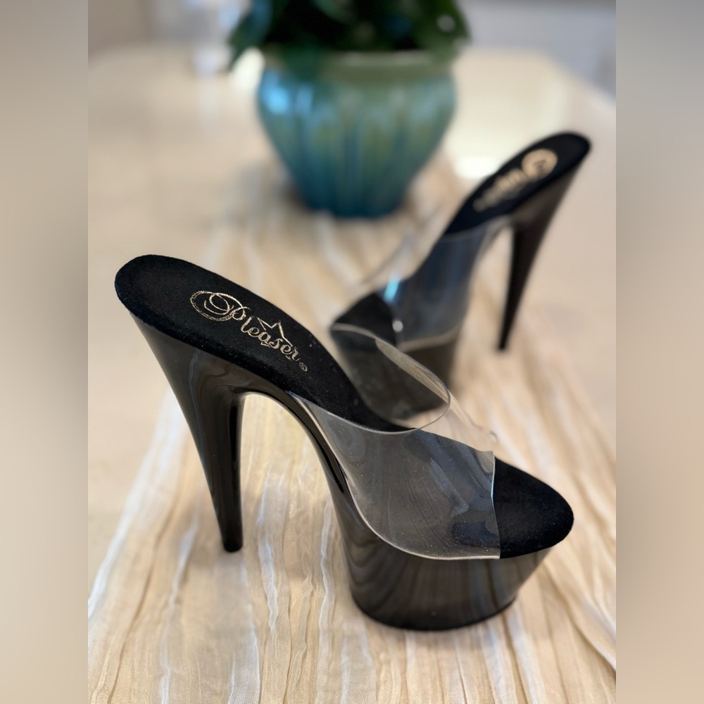 PLEASER | Adore Black and Clear Platform Heels - Picture 7 of 9